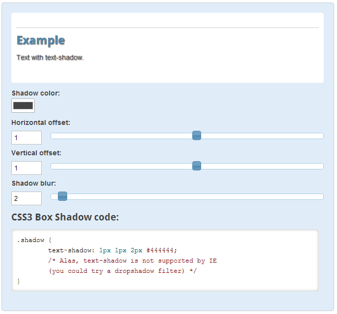 CSS3 text shadow code generator