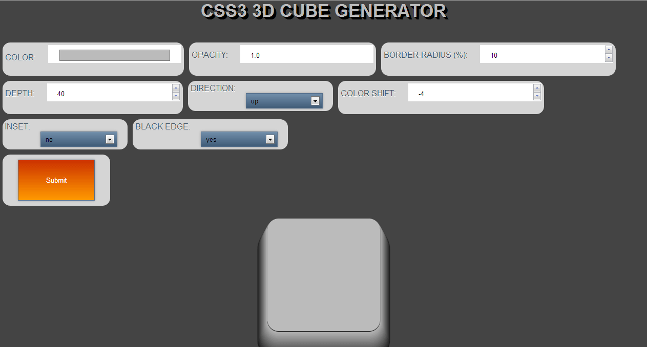 CSS3 3D CUBE GENERATOR