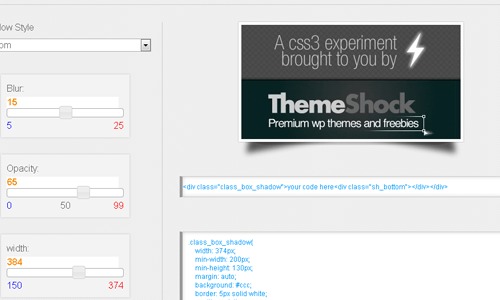 ThemeShock's CSS3 Drop Shadow Generator