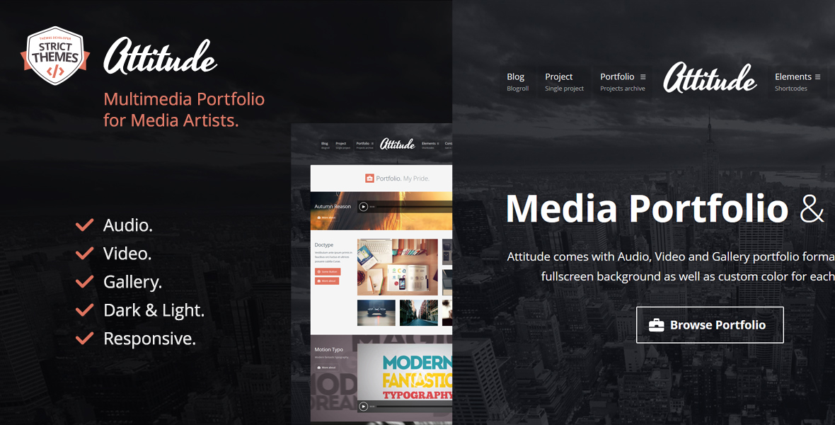 Multimedia Portfolio WordPress Theme for Media Artists