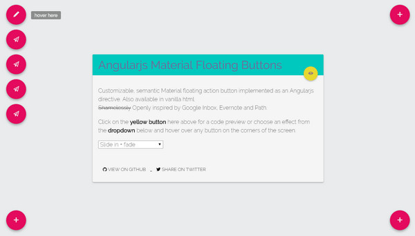 Angularjs Material floating button directive