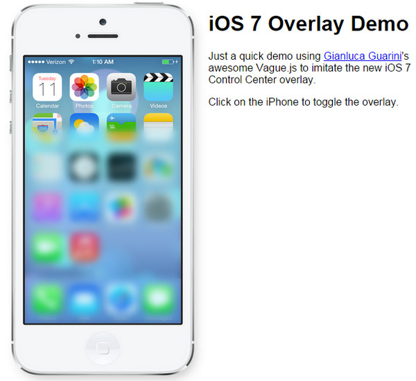 iOS 7 Overlay Demo by Aryeh Raber