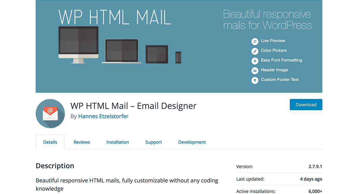 WP HTML Mail – Email Designer