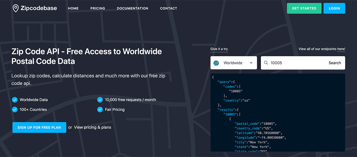 Zip Code API - Free Worldwide Postal Code Data